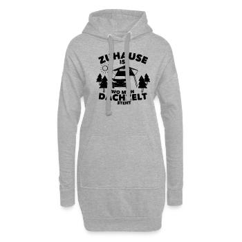 Zuhause ist, wo mein Dachzelt steht | Geschenk - Hoodie-Kleid - Grau meliert - Vorne
