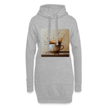 Explosion de tasses à café - Sweat-shirt à capuche long Femme - gris chiné - Devant