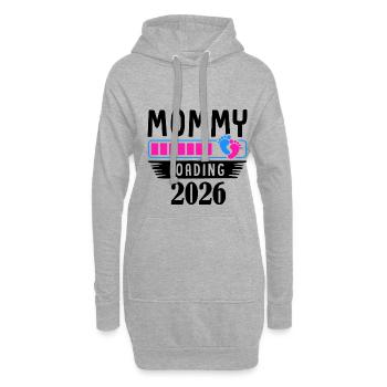 Mommy Loading Annonce de grossesse 2026 - Sweat-shirt à capuche long Femme - gris chiné - Devant