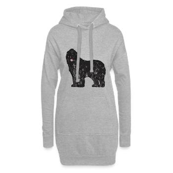 Retro Vintage Grunge Style Neufundländer - Hoodie-Kleid - Grau meliert - Vorne