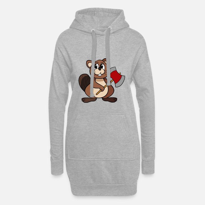 Biber - Hoodie-Kleid - Grau meliert