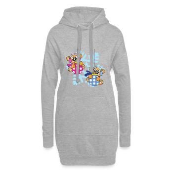 Weihnachtsmotiv - Hoodie-Kleid - Grau meliert - Vorne