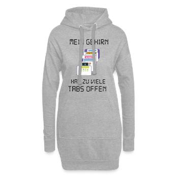 Mein Gehirn hat zu viele Tabs offen - Hoodie-Kleid - Grau meliert - Vorne
