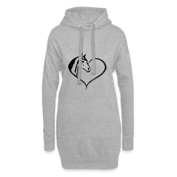 Pferde Herz - Hoodie-Kleid - Grau meliert - Vorne