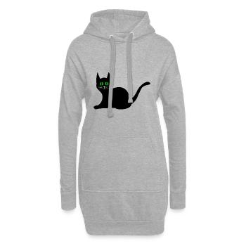 schwarze Katze - Hoodie-Kleid - Grau meliert - Vorne
