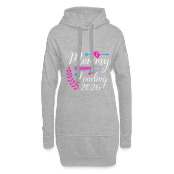 Mommy Loading Annonce de grossesse 2026 - Sweat-shirt à capuche long Femme - gris chiné - Devant