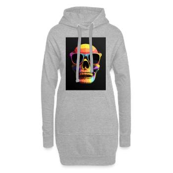 Crâne coloré et os croisés avec lunettes de soleil - Sweat-shirt à capuche long Femme - gris chiné - Devant