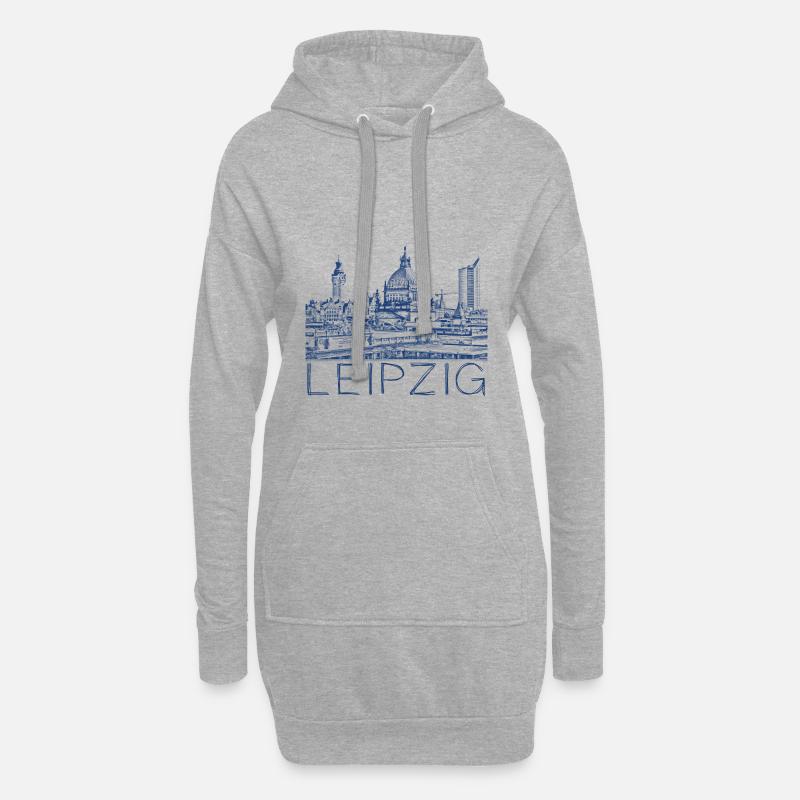 Kulizeichnung Leipzig - Hoodie-Kleid - Grau meliert