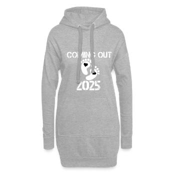Bébé arrive en 2025, grossesse, future maman - Sweat-shirt à capuche long Femme - gris chiné - Devant