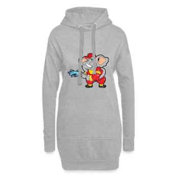 Éléphant de pompier style grunge vintage rétro - Sweat-shirt à capuche long Femme - gris chiné - Devant