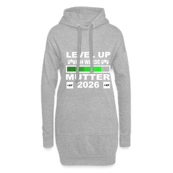 Level Up Ich Werde Mutter 2026 - Hoodie-Kleid - Grau meliert - Vorne