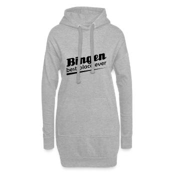 Bingen - Stadt best place ever - Hoodie-Kleid - Grau meliert - Vorne