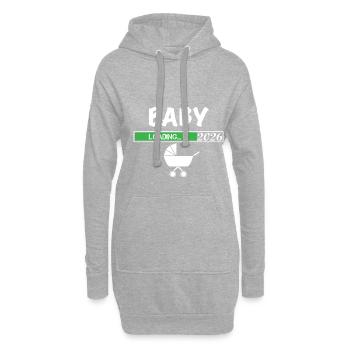 Baby Loading 2026 Mit Kinderwagen Motiv - Hoodie-Kleid - Grau meliert - Vorne