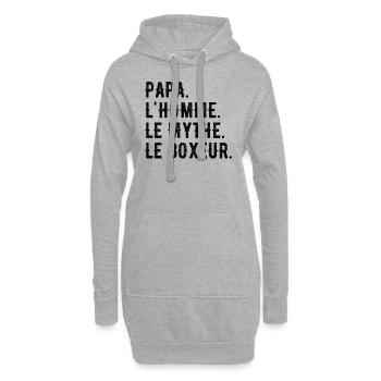 PAPA, L'HOMME, LE MYTHE, LE BOXEUR - Sweat-shirt à capuche long Femme - gris chiné - Devant