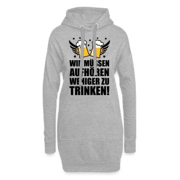 Wir müssen aufhören weniger zu trinken Bier Beer - Hoodie-Kleid - Grau meliert - Vorne