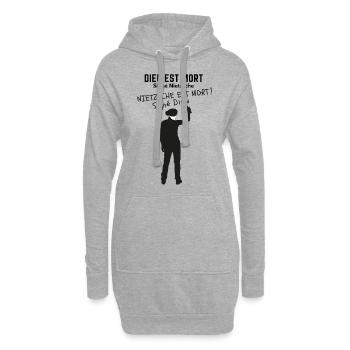 Gott ist tot, unterschrieben Nietzsche, Nietzsche ist tot - Hoodie-Kleid - Grau meliert - Vorne