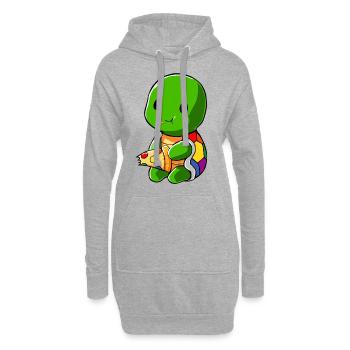Tortue LGBT Pizza Gay Pride - Sweat-shirt à capuche long Femme - gris chiné - Devant