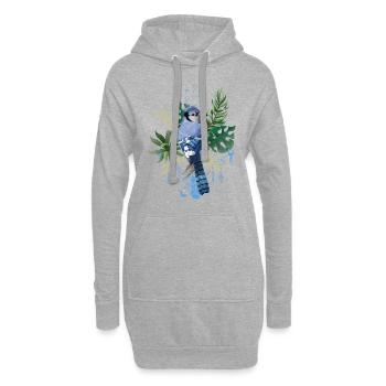 Tropische Vogel Sommer Geschenk Energie Blume Art - Hoodie-Kleid - Grau meliert - Vorne