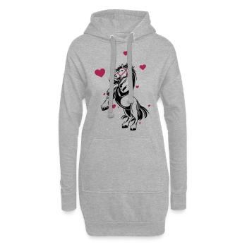 Cheval j'adore idée cadeau drôle équitation club coeur - Sweat-shirt à capuche long Femme - gris chiné - Devant