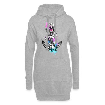 Der Anker heißt Familie - Hoodie-Kleid - Grau meliert - Vorne