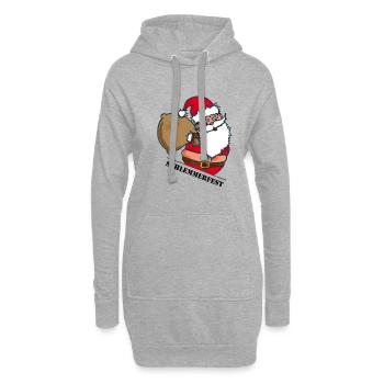 Gros Père Noël avec un sac - Sweat-shirt à capuche long Femme - gris chiné - Devant