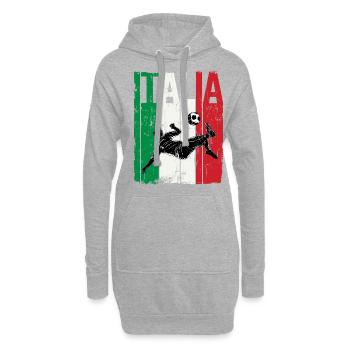 Italie Drapeau italien De football Italie - Sweat-shirt à capuche long Femme - gris chiné - Devant