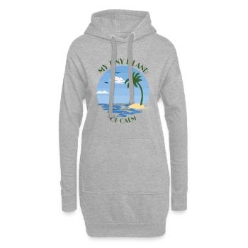 Palme, Strand und Meer - my tiny island of calm - Hoodie-Kleid - Grau meliert - Vorne
