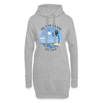 Palme, Strand und Meer - my tiny island of calm - Hoodie-Kleid - Grau meliert - Vorne