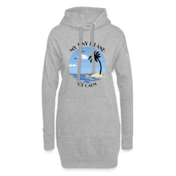 Palme, Strand und Meer - my tiny island of calm - Hoodie-Kleid - Grau meliert - Vorne