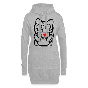 J'aime le lundi - Sweat-shirt à capuche long Femme - gris chiné - Devant