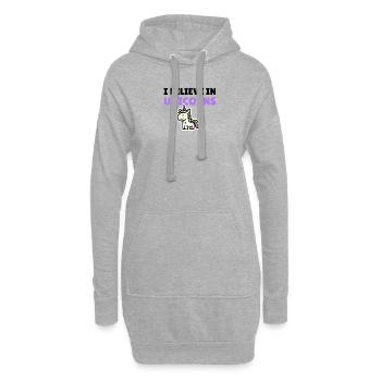 Je crois aux licornes - Sweat-shirt à capuche long Femme - gris chiné - Devant