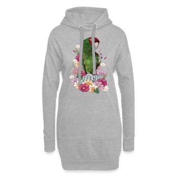 Rotkopf-Papagei - Hoodie-Kleid - Grau meliert - Vorne