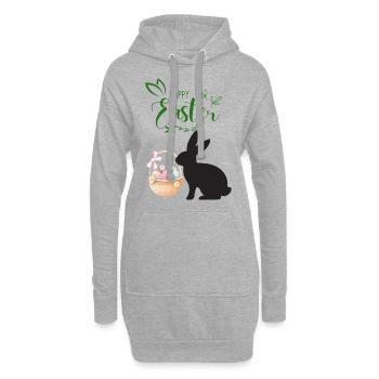 T-shirt Happy Easter - Sweat-shirt à capuche long Femme - gris chiné - Devant