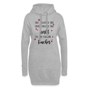 Maître pourrait-il changer le monde - Sweat-shirt à capuche long Femme - gris chiné - Devant