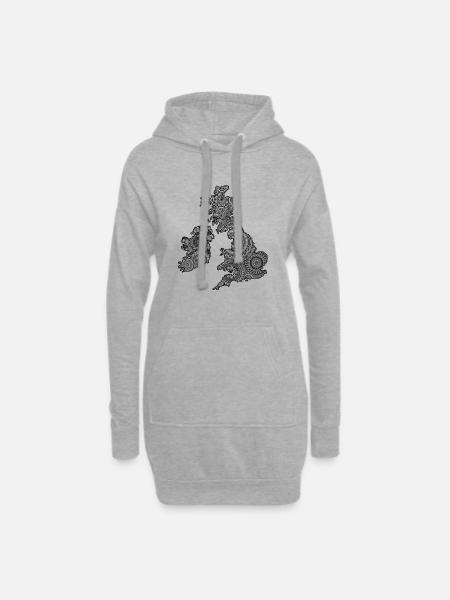 UK Mandala - Hoodie Dress - heather grey