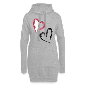 double coeur - Sweat-shirt à capuche long Femme - gris chiné - Devant