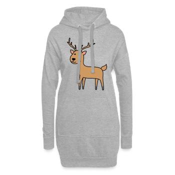 Animal comique de cerf - Sweat-shirt à capuche long Femme - gris chiné - Devant