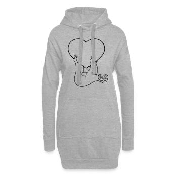 liebe herz faultier entspannen muede chillen haeng - Hoodie-Kleid - Grau meliert - Vorne