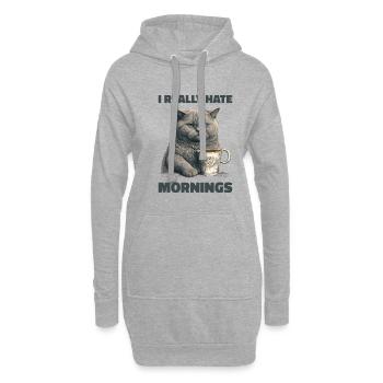 I Really hate Mornings Cat - Hoodie-Kleid - Grau meliert - Vorne