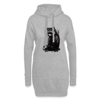 Waschbär Weiß & Schwarz Schablone - Hoodie-Kleid - Grau meliert - Vorne