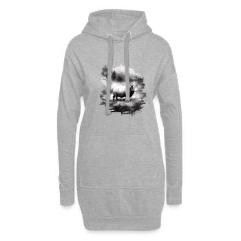 Paysage ovin - Sweat-shirt à capuche long Femme - gris chiné - Devant