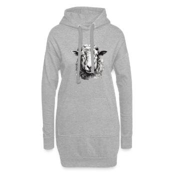 Schaf-porträt - Hoodie-Kleid - Grau meliert - Vorne