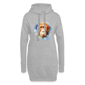 Aquarell Rüsselaffe - Bunte Tierwelt Ar - Hoodie-Kleid - Grau meliert - Vorne