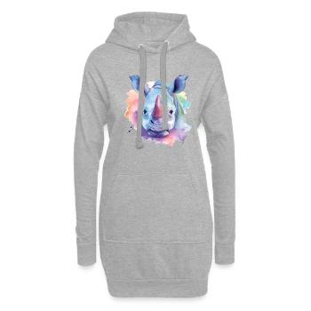 Lebendige Nashornkunst - Hoodie-Kleid - Grau meliert - Vorne