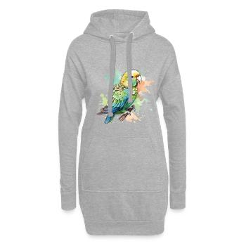 Niedliche Wellensittich-aquarellkunst - Hoodie-Kleid - Grau meliert - Vorne