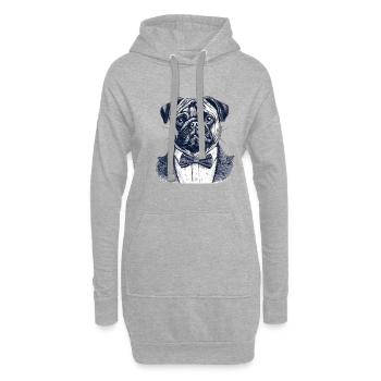 Mops Im Anzug - Hoodie-Kleid - Grau meliert - Vorne