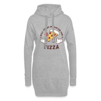 Échange de pizzas - Sweat-shirt à capuche long Femme - gris chiné - Devant