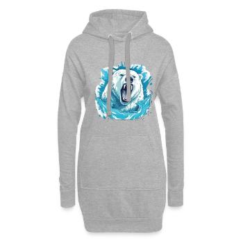 Polar Roar – Bluebear Art - Sweat-shirt à capuche long Femme - gris chiné - Devant