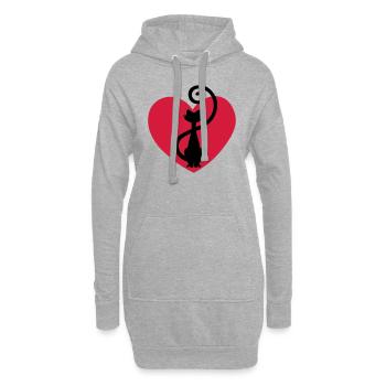 Cat love amour de chat coeur pour les chats idée cadeau - Sweat-shirt à capuche long Femme - gris chiné - Devant