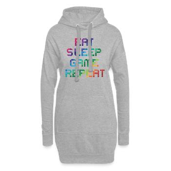 Gamer disant Eat Sleep Game Repeat - idée cadeau - Sweat-shirt à capuche long Femme - gris chiné - Devant